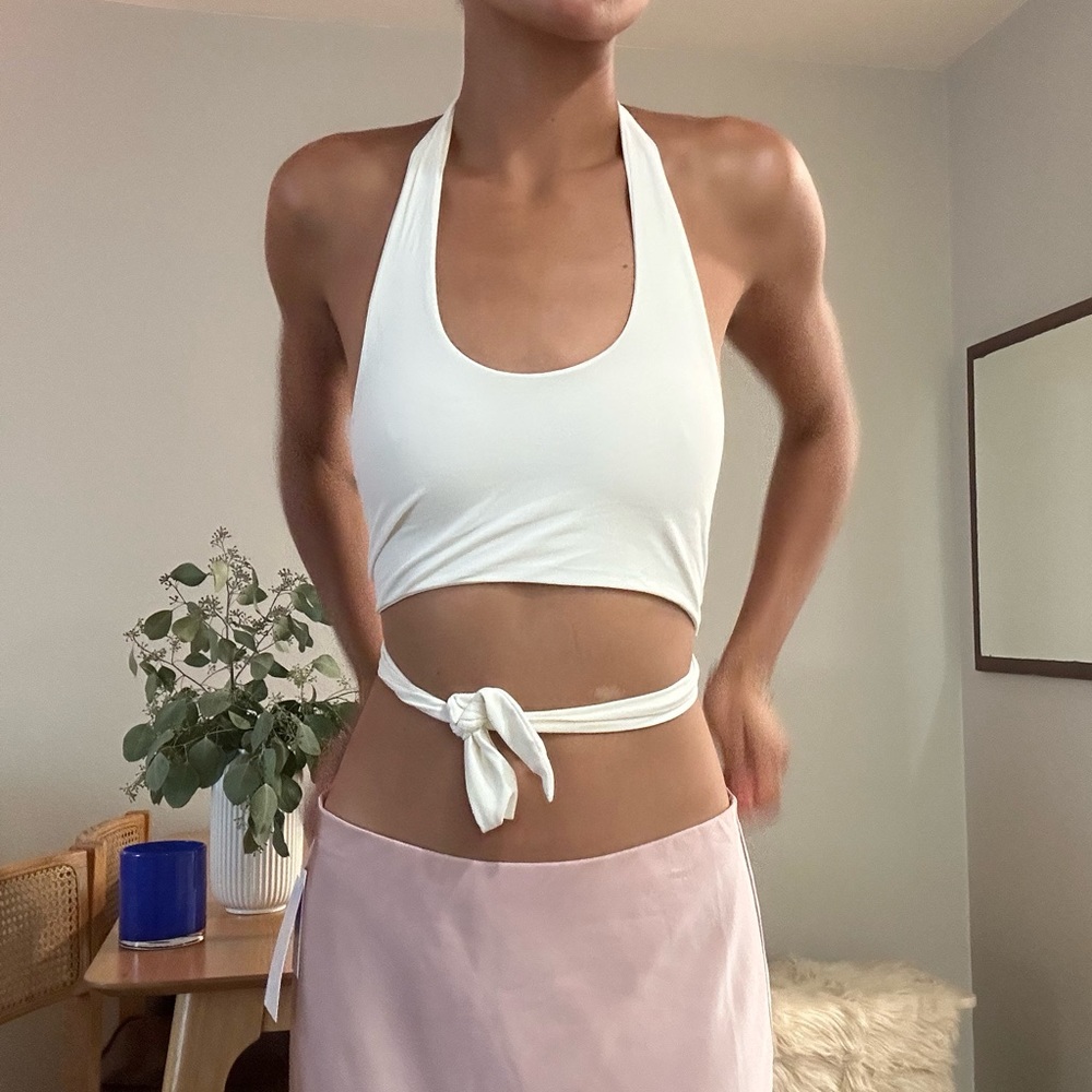 White cropped top-Swim top
